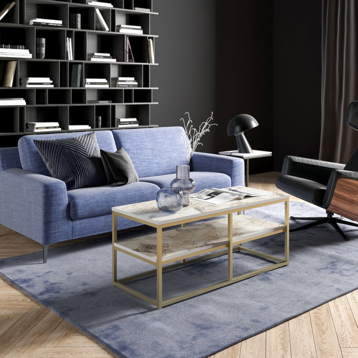 Hanah Home Forteaus - Gold Mesa de Centro Moderna Dorado y Blanco Hanah Home Forteaus - Gold Mesa de Centro Moderna Dorado y Blanco